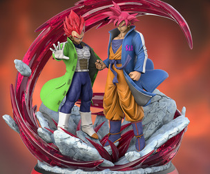 Son Goku and Vegeta (Bejita) Super Saiyan God