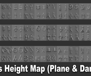600+ Runes Height Map (Plane & Damage) for Zbrush