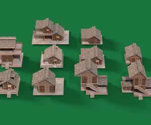 3DLowpoly Wooden Hut's pack[unreal project file]