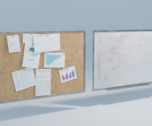 White board and Tack board Low-poly