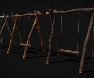 Rustic Log Rope Swing