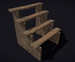 Rustic Medieval Four Step Foot Ladder