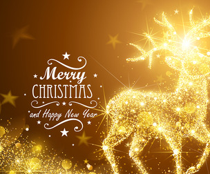 Christmas card Magic Deer and flickering lights
