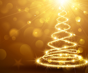 Greeting Card Christmas Tree Gold
