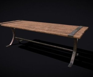 Rustic Worn Iron Wooden Table