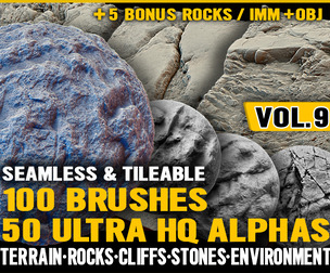 Ultra HQ Terrain Seamless Zbrush brushes/Alphas V9