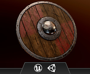 Wooden Round Shield - Shield and Textures