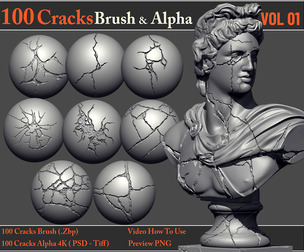 100 Cracks Brush & Alpha + Video How To Use
