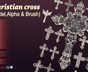 20 Christian cross 3D Model,alpha and brush
