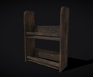 Medieval Wall Mounted Wooden Dishes Shelf