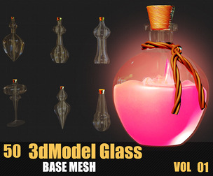 50 3D Glass Models Base Mesh In Maya