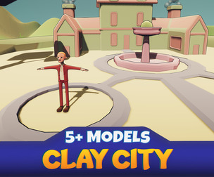 Clay City Free Pack LowPoly House and Character