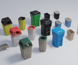 Trash Cans 4K and 2K Low-poly
