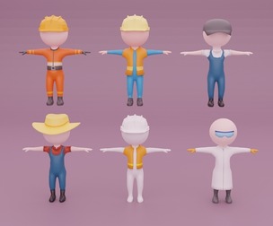 Character Pack Low-poly 3D model