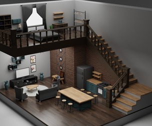 Interior Design Cartoon Style