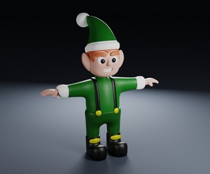 Toon Style Christmas Elf Character