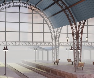 Railway Station 3D model