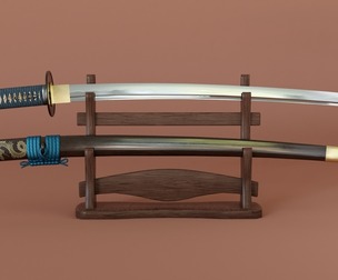 Katana set with saya and stand