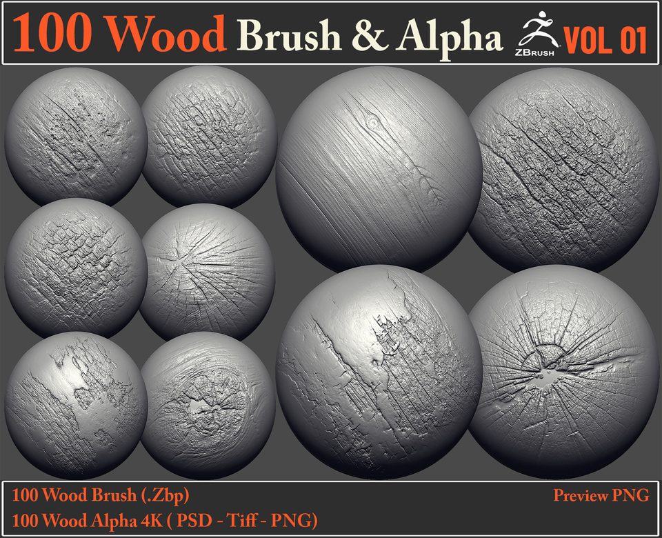 100 Wood Brush & Alpha VOL 01