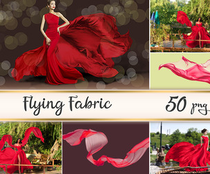 50 Red FLYING FABRIC Photoshop Overlays