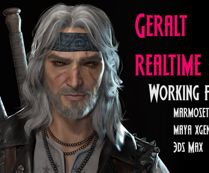 Geralt Realtime hair scene, XGen/3DSMax files