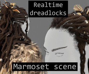 Forest Elf- Realtime dreadlocks marmoset scene