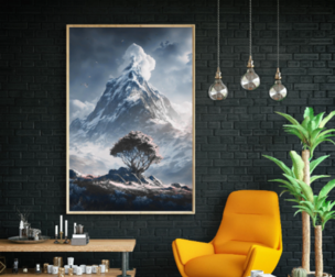 Flower Artwork, Watercolor Mountain Wall Art