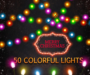 50 Colorful lights bulbs, Garland glowing