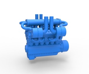 Turbo engine V12 for pulling tractor 3 Scale 1:25