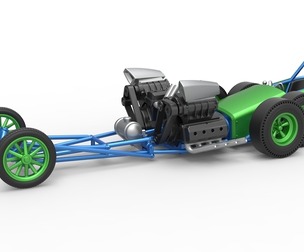 Front engine old school 6 wheeled dragster 1:25