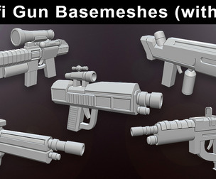 Sci-fi Gun Base meshes (with uv)