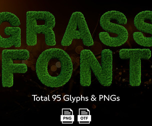 Grass 3D Lettering Set & Font