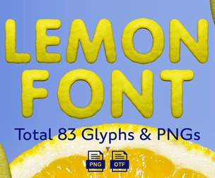 Lemon 3D Lettering PNG Set & Color Bitmap Font