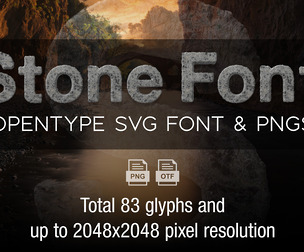Stone Font & 3D PNG Lettering Set