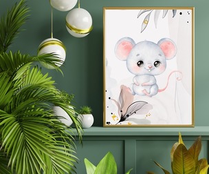 Baby Mouse Watercolor Wall Art