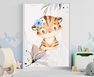 Cute Tiger Watercolor Wall Art