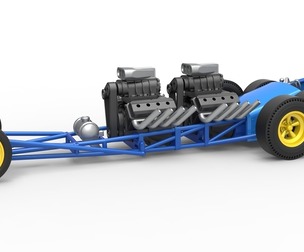 Front engine 6 wheeled dragster Version 2 1:25