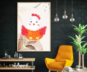 Little Chicken Watercolor Wall Art