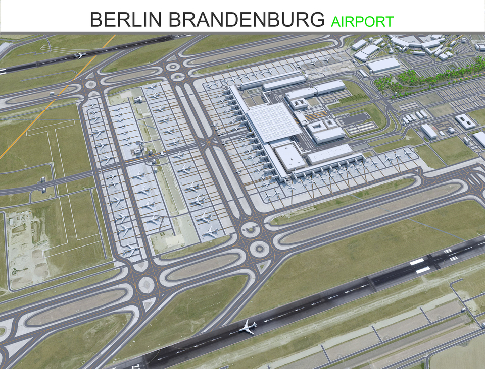 Kürzel Des Flughafens Berlin Brandenburg Drei Buchstaben Berlin Brandenburg Airport 3d model
