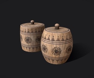 Wooden salt/sugar boxes - barrels