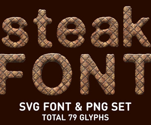 Grilled Steak Font & PNG Lettering Set