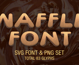 Waffle Font and PNG Lettering Set