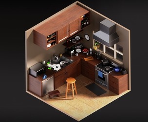 Low Poly Isometric Kitchen