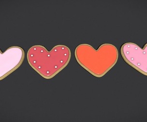 Pink Red Heart Cookies