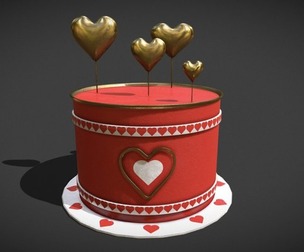 Red And White Heart Balloon Cake