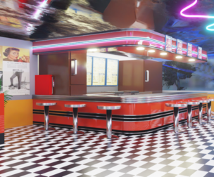 Retro Cafe scene