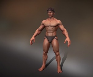 Stylized Male Anatomy Game Model Basemesh