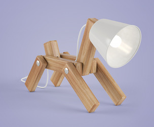 Cute Wooden Dog Table Lamp
