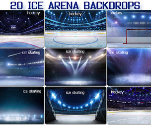 20 Ice Arena Backdrops, Empty ice rink