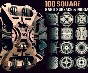 100 Square Hardsurface Alpha and Normal map - vol5